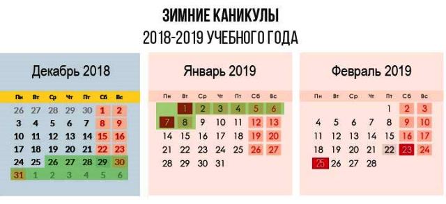 Каникулы у первоклассников в 2018-2019 году